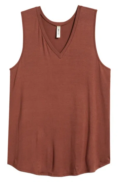24seven Comfort Apparel V-neck Jersey Tank In Cinnamon
