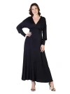 24seven Comfort Apparel V-neck Long Sleeve Maxi Dress In Black