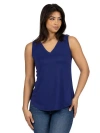 24seven Comfort Apparel V-neck Sleeveless Maxi Dress With Belt In Blue