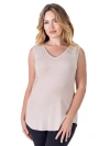 24seven Comfort Apparel V-neck Sleeveless Maxi Dress With Belt In Neutral
