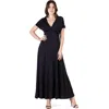 24seven Comfort Apparel V-neck Sleeveless Maxi Dress With Belt In Black