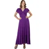 24seven Comfort Apparel V-neck Sleeveless Maxi Dress With Belt In Purple
