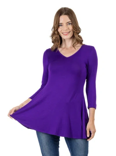 24seven Comfort Apparel V-neck Sleeveless Maxi Dress With Belt In Purple
