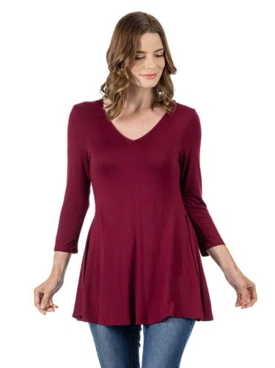 24seven Comfort Apparel V-neck Sleeveless Maxi Dress With Belt In Burgundy