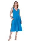 24seven Comfort Apparel V-neck Sleeveless Maxi Dress With Belt In Blue