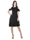 24seven Comfort Apparel Ruffle Cold Shoulder A Line Knee Length Dress In Multi