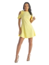 24seven Comfort Apparel Ruffle Cold Shoulder A Line Knee Length Dress In Multi