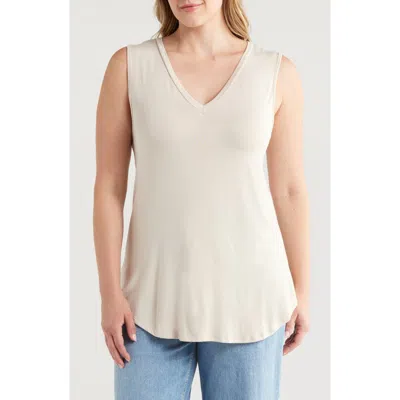 24seven Comfort Apparel V-neck Jersey Tank In Neutral