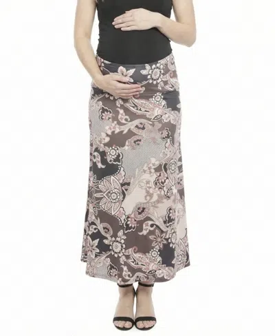 24seven Comfort Apparel Women's And Plus Size Maternity A-line Maxi Skirt In Multi