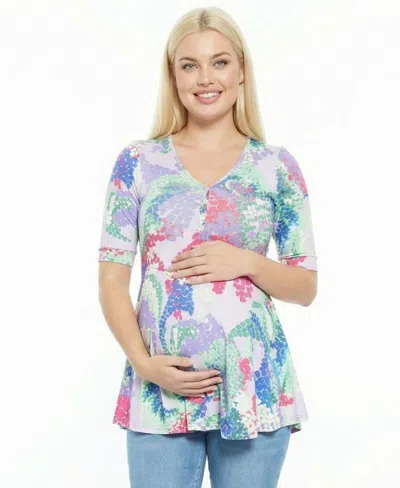 24seven Comfort Apparel Women's And Plus Size Maternity Tunic Top In Multi
