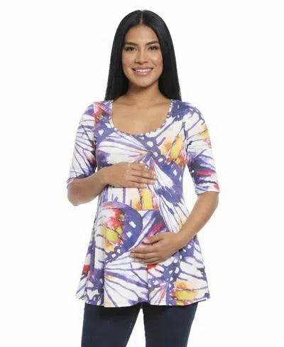 24seven Comfort Apparel Women's And Plus Size Scoop Neck Tunic Top In Multi