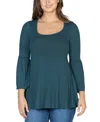 24seven Comfort Apparel Women's Bell Sleeve Flared Tunic Top In Hunter