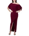 24seven Comfort Apparel Womens Plus Short Sleeve Maxi Dress In Burgundy