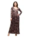 24seven Comfort Apparel Floral Long Sleeve Scoop Neck Maxi Dress In Multi