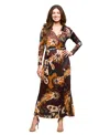24seven Comfort Apparel Paisley Empire Waist Maxi Dress In Brown