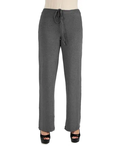 24seven Comfort Apparel Women's Comfortable Drawstring Lounge Pants In Smoke
