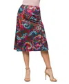 24seven Comfort Apparel Women's Comfortable Elastic Waist Knee Length Skirt In Multi
