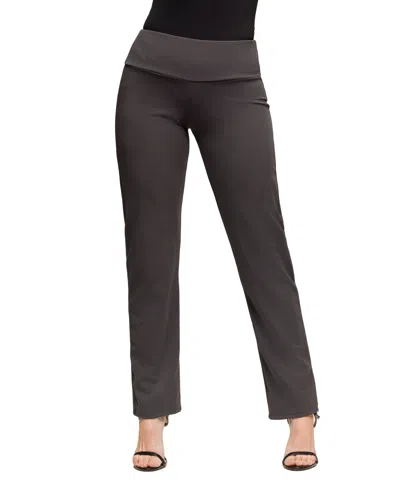 24seven Comfort Apparel Women's Comfortable Stretch High Waist Dress Pants In Brown