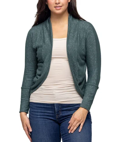 24seven Comfort Apparel Plus Size Open Front Long Bolero Cardigan Sweater In Hunter