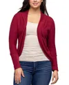 24seven Comfort Apparel Plus Size Open Front Long Bolero Cardigan Sweater In Red