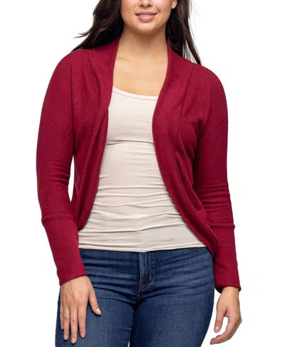 24seven Comfort Apparel Plus Size Open Front Long Bolero Cardigan Sweater In Red