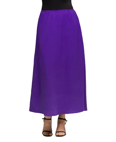 24seven Comfort Apparel Elastic Waist A-line Maxi Skirt In Purple