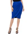 24seven Comfort Apparel Women's Elastic Waist Knee Length Pencil Skirt In Royal