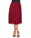 24seven Comfort Apparel Plus Size Elastic Waistband Party Midi Skirt In Wine