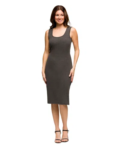 24seven Comfort Apparel Women's Fitted Sleeveless Side Slit Midi Dress