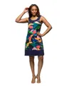 24seven Comfort Apparel Women's Floral Scoop Neck Sleeveless Knee Length Dress In Navy Multi