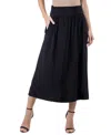24seven Comfort Apparel Women's Foldover With Pockets Maxi Skirt In Black