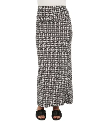 24seven Comfort Apparel Women's Geometric Print Maxi Skirt In Black