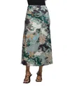 24seven Comfort Apparel Plus Size Green Paisley Print Midi Skirts In Multi