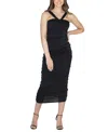 24seven Comfort Apparel Women's Halter Neck Ruched Bodycon Mid Dress In Black