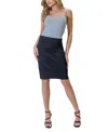 24seven Comfort Apparel Women's Knee Length Elastic Waist Pencil Skirt In Black