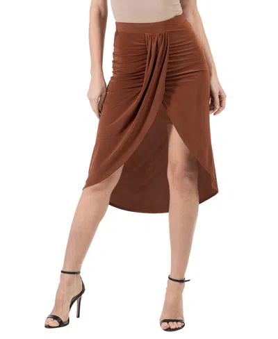 24seven Comfort Apparel Women's Knee Length Skirt In Tobacco