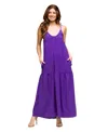 24seven Comfort Apparel Lightweight Spaghetti Strap Pocket Maxi Dress In Purple