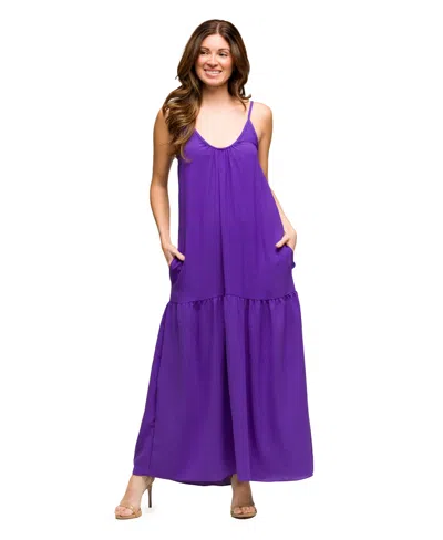 24SEVEN COMFORT APPAREL WOMEN'S LIGHTWEIGHT SPAGHETTI STRAP POCKET MAXI DRESS