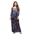 24seven Comfort Apparel Long Sleeve Empire Waist Maxi Dress In Gray
