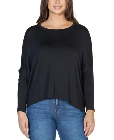 24seven Comfort Apparel Women's Long Sleeve Oversized Dolman Top In Black