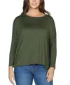 24seven Comfort Apparel Women's Long Sleeve Oversized Dolman Top In Olive