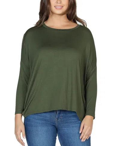 24seven Comfort Apparel Women's Long Sleeve Oversized Dolman Top In Olive