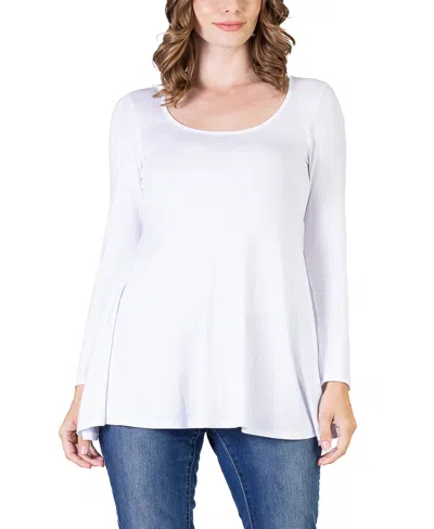 24SEVEN COMFORT APPAREL WOMEN'S LONG SLEEVE SWING STYLE FLARE TUNIC TOP
