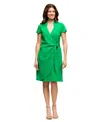 24seven Comfort Apparel Mandarin Collar Knee Length Wrap Dress