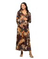 24seven Comfort Apparel Paisley Empire Waist Maxi Dress In Brown