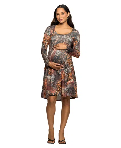 24SEVEN COMFORT APPAREL WOMEN'S MATERNITY FIT AND FLARE DRESS