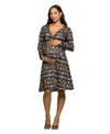 24seven Comfort Apparel Women's Maternity Long Sleeve Wrap Dress In Black