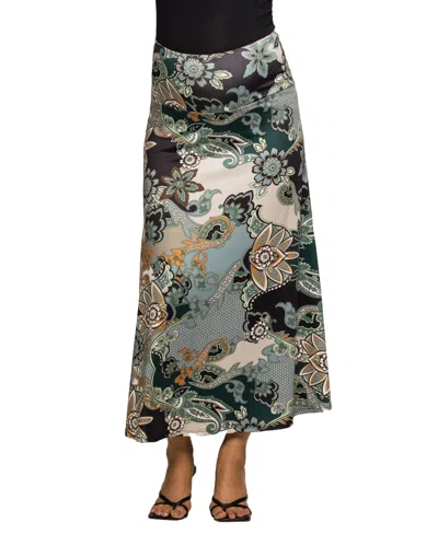 24seven Comfort Apparel Women's Maternity Maxi Skirt In Green
