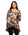 24seven Comfort Apparel Scoop Neck Bell Sleeve Tunic Top Animal Print In Multi