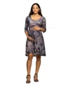 24seven Comfort Apparel Women's Maternity Three Quarter Sleeve Fit And Flare Dress In Gray
